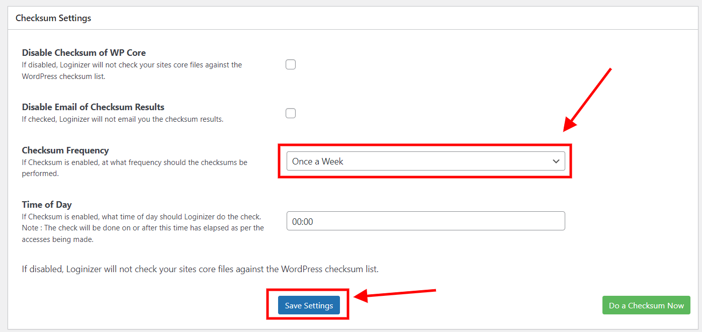 Loginizer WordPress core checksum check